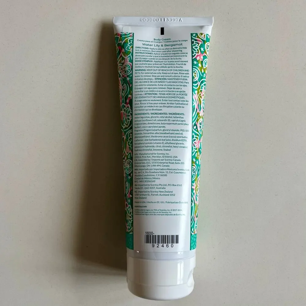 SCENTSY Body Cream, Water Lily & Bergamot